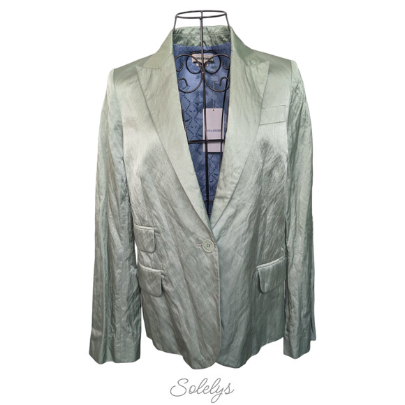 Zadig & Voltaire Victor Satin Amande Soft Pistachio Green Blazer FR36 Small NWT - Picture 1 of 15